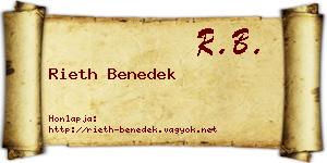 Rieth Benedek névjegykártya